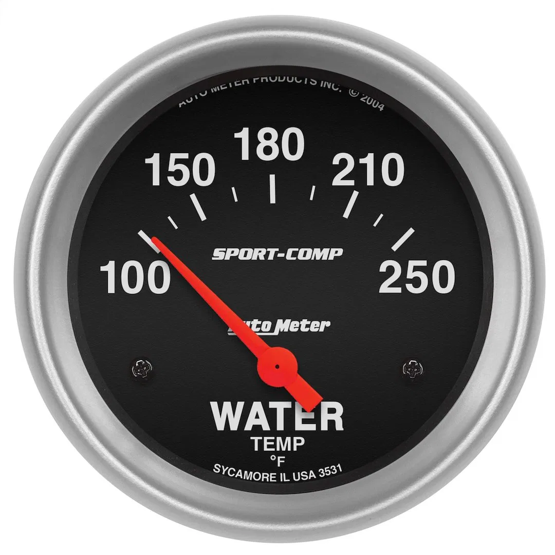 3531 – AUTO METER Gauge Water Temperature, 2-5/8 Inch Short Sweep Electric Analog 100-250 Degrees F Black Face/ Brush...
